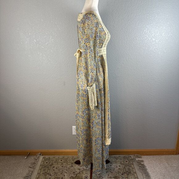 Gunne Sax Black Label Vintage Floral Cottage Prairie Dress Size 9 S Long Sleeve - Picture 9 of 11